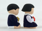 Japanese Ceramic Praying Boy Girl Figurines Vtg Decoration Juzu White Blue BD920
