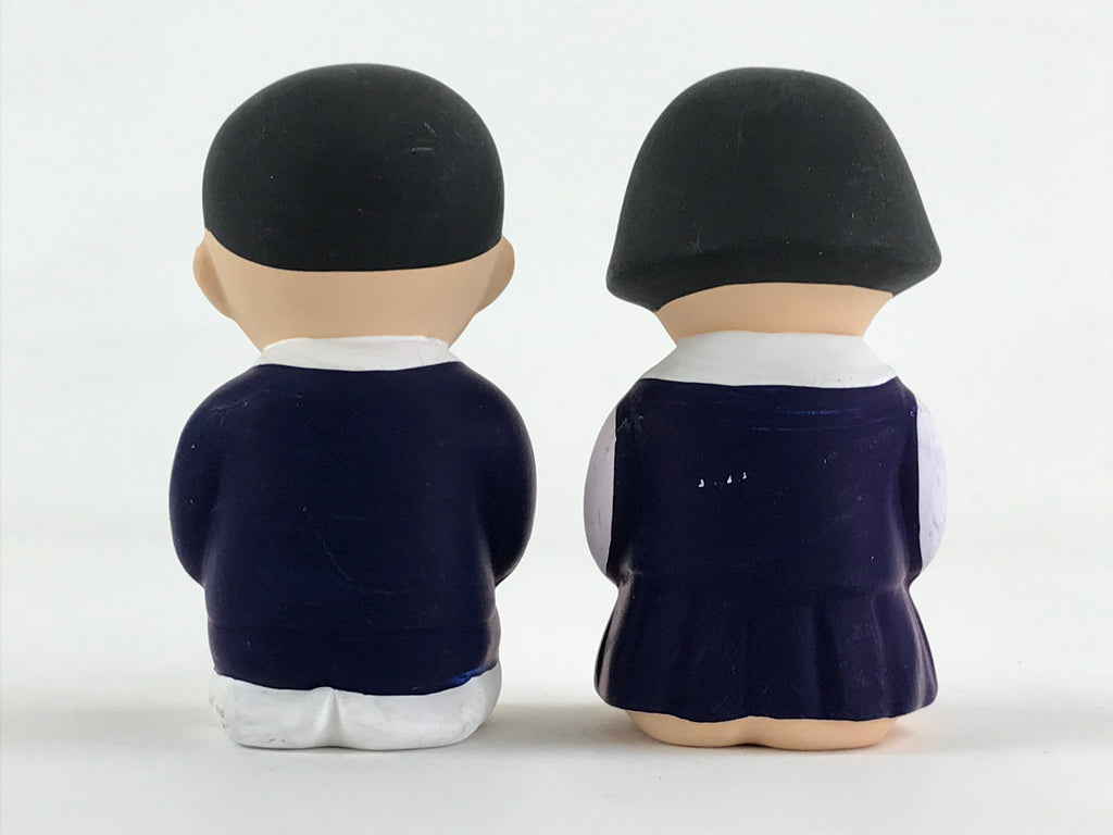 Japanese Ceramic Praying Boy Girl Figurines Vtg Decoration Juzu White Blue BD920