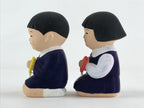 Japanese Ceramic Praying Boy Girl Figurines Vtg Decoration Juzu White Blue BD920