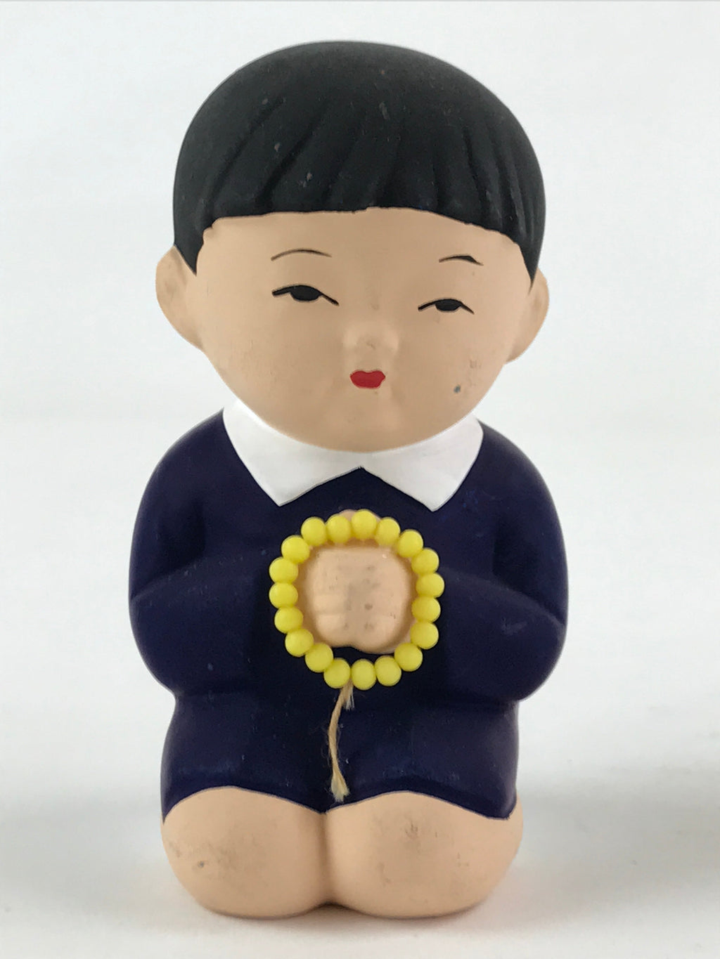 Japanese Ceramic Praying Boy Girl Figurines Vtg Decoration Juzu White Blue BD920