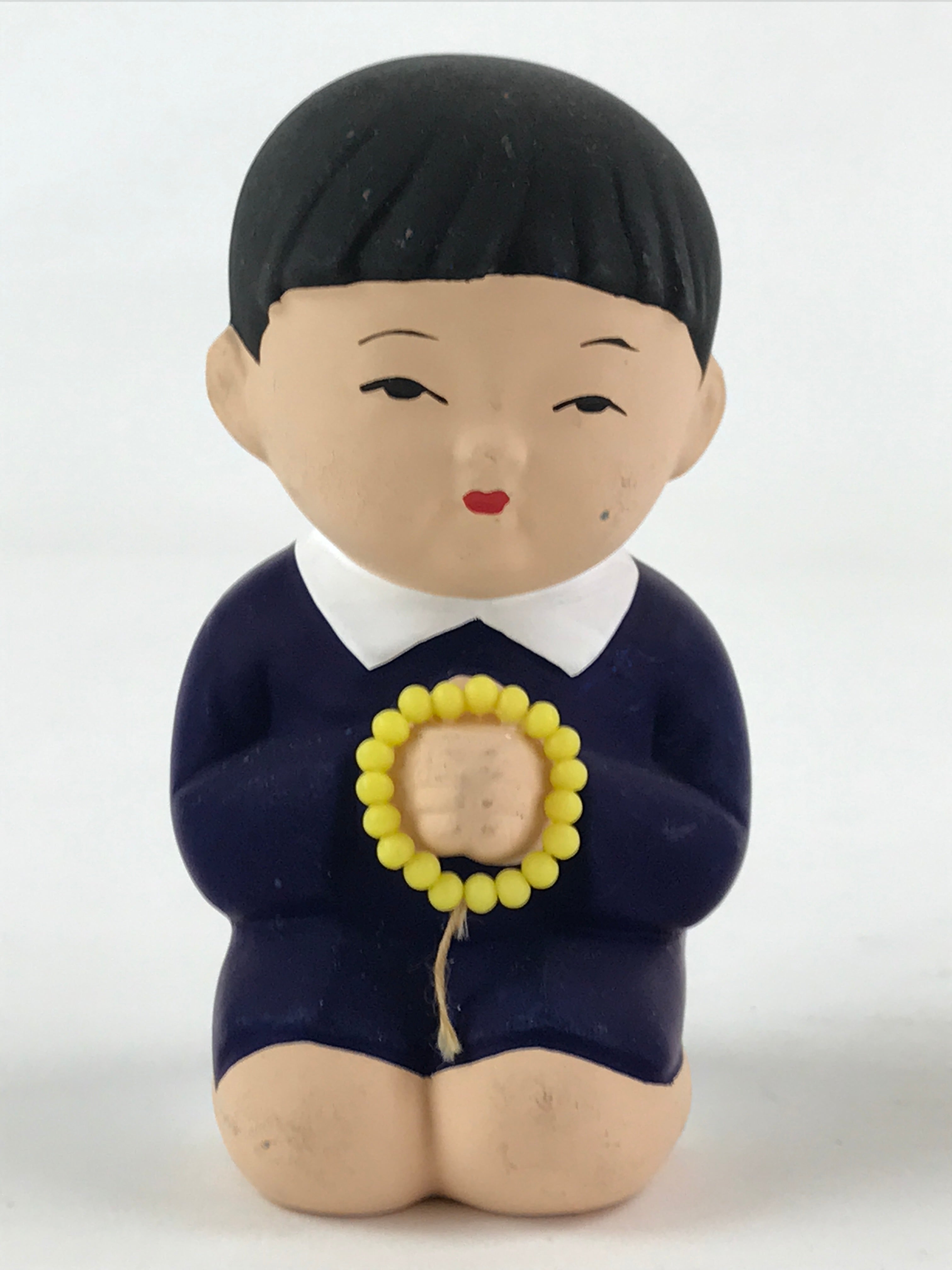 Japanese Ceramic Praying Boy Girl Figurines Vtg Decoration Juzu White Blue BD920