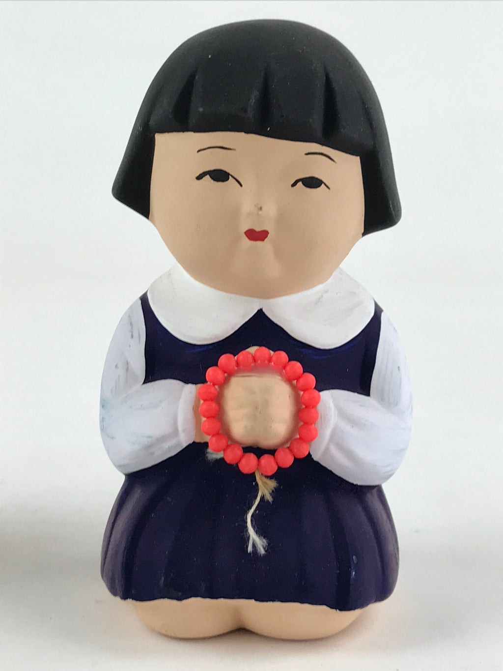 Japanese Ceramic Praying Boy Girl Figurines Vtg Decoration Juzu White Blue BD920