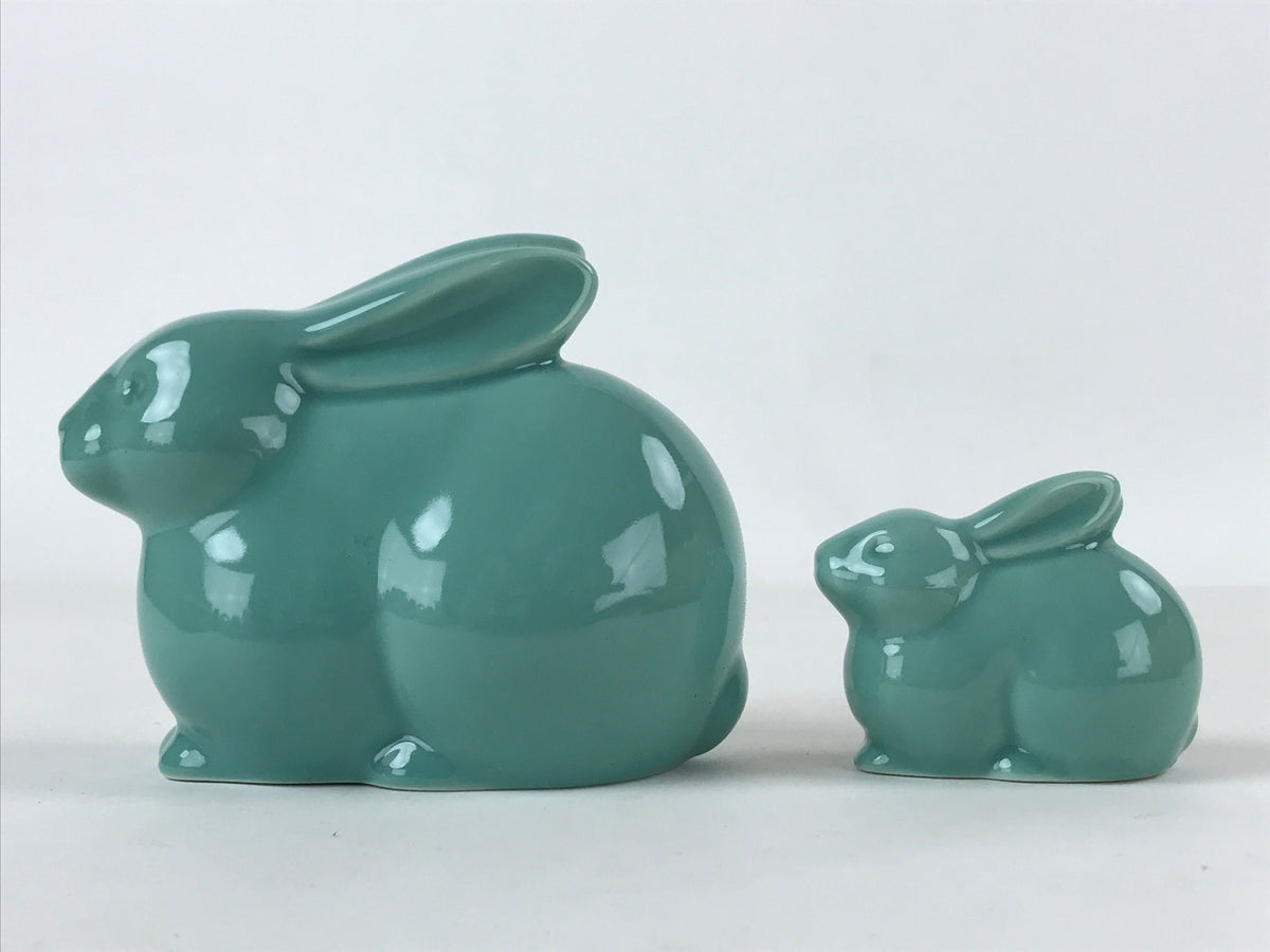 Japanese Ceramic Rabbit Doll Green Set Folding Screen Zodiac Decoratio ...