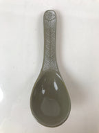 Japanese Ceramic Renge Spoon W/Stand Vtg Nabe Ramen Noodle Soup Gray PY877
