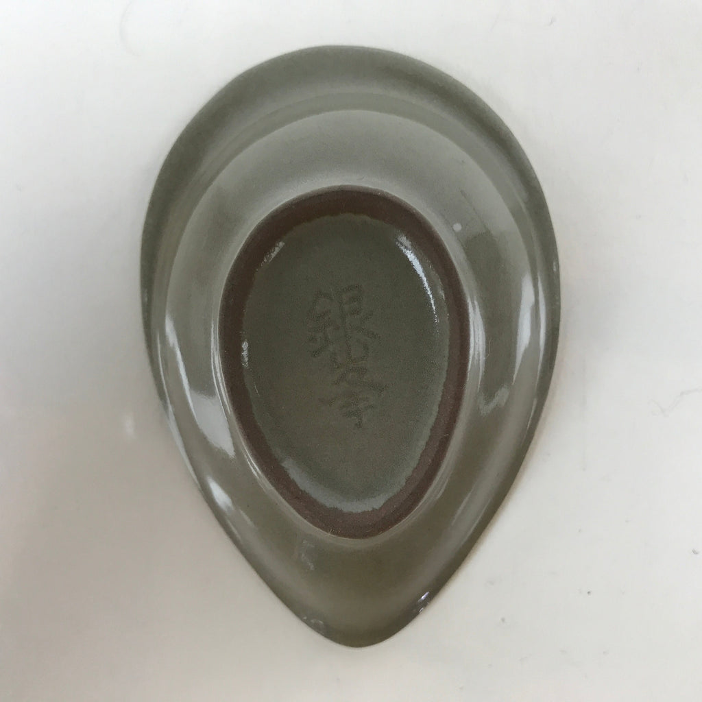 Japanese Ceramic Renge Spoon W/Stand Vtg Nabe Ramen Noodle Soup Gray PY877