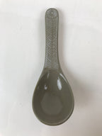 Japanese Ceramic Renge Spoon W/Stand Vtg Nabe Ramen Noodle Soup Gray PY878