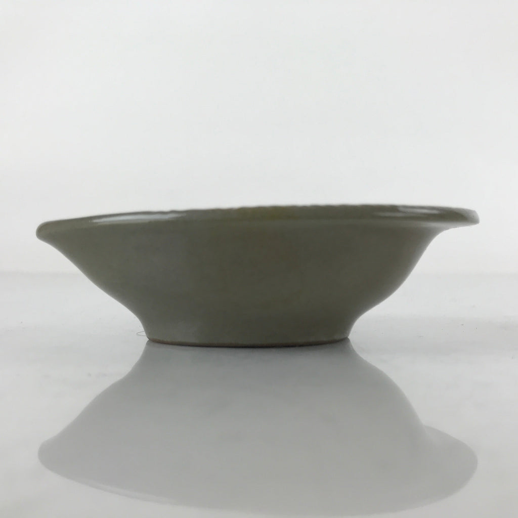 Japanese Ceramic Renge Spoon W/Stand Vtg Nabe Ramen Noodle Soup Gray PY878