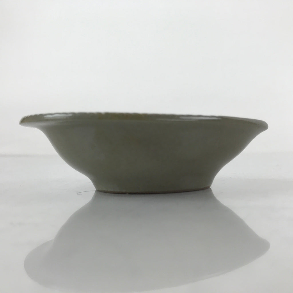 Japanese Ceramic Renge Spoon W/Stand Vtg Nabe Ramen Noodle Soup Gray PY878
