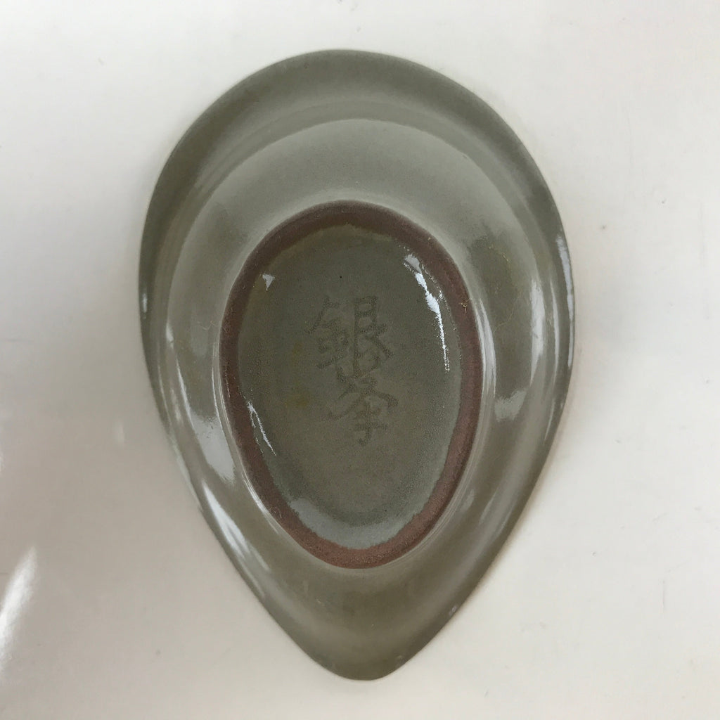 Japanese Ceramic Renge Spoon W/Stand Vtg Nabe Ramen Noodle Soup Gray PY878