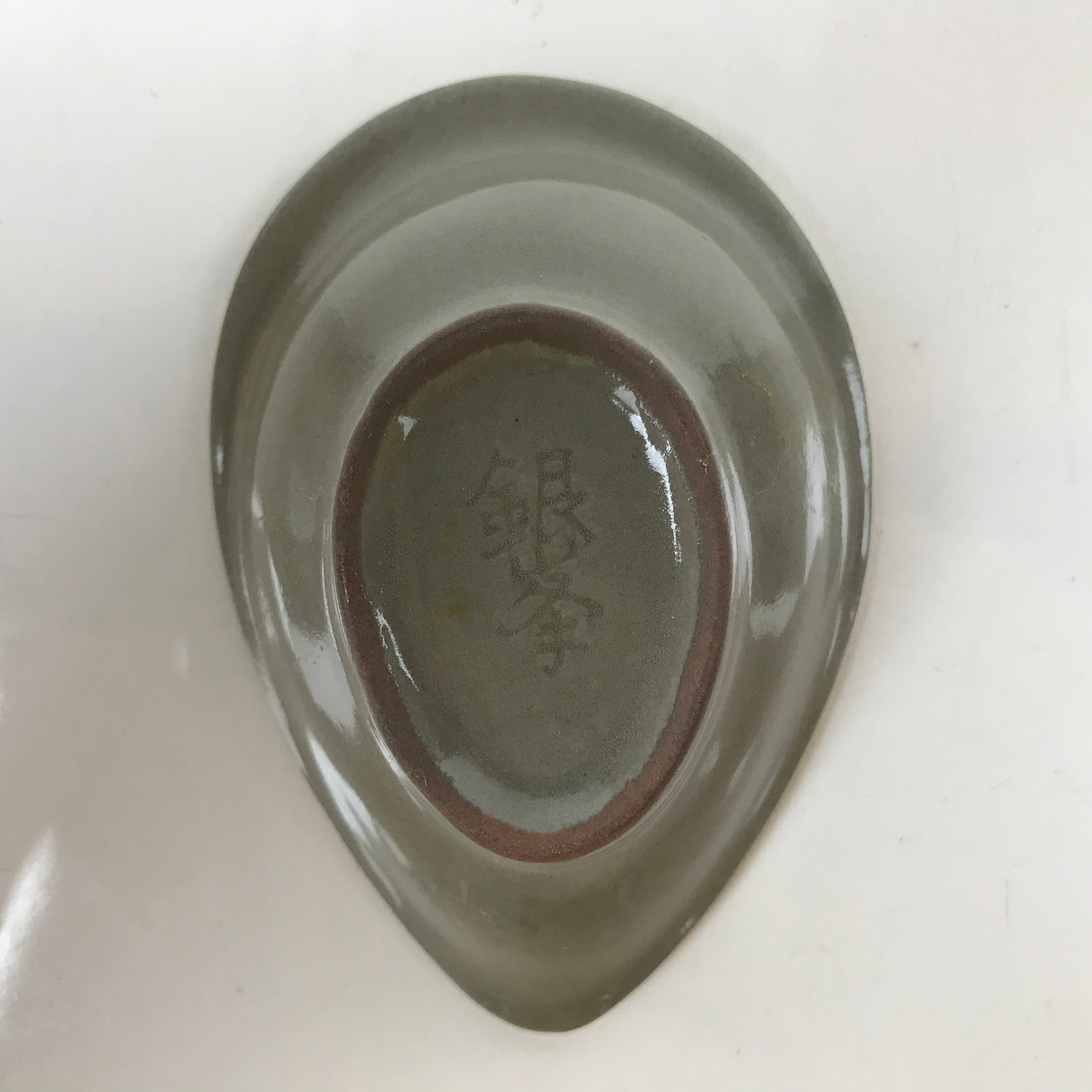 Japanese Ceramic Renge Spoon W/Stand Vtg Nabe Ramen Noodle Soup Gray PY878