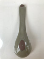 Japanese Ceramic Renge Spoon W/Stand Vtg Nabe Ramen Noodle Soup Gray PY884