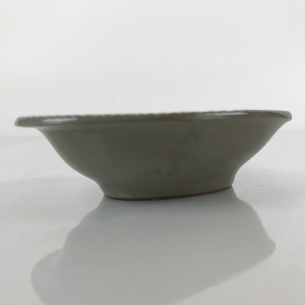 Japanese Ceramic Renge Spoon W/Stand Vtg Nabe Ramen Noodle Soup Gray PY884