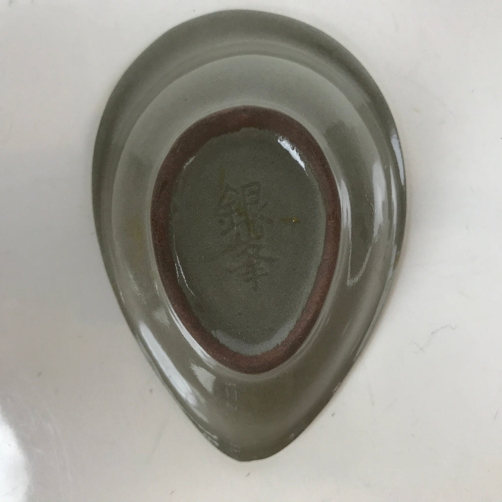 Japanese Ceramic Renge Spoon W/Stand Vtg Nabe Ramen Noodle Soup Gray PY884