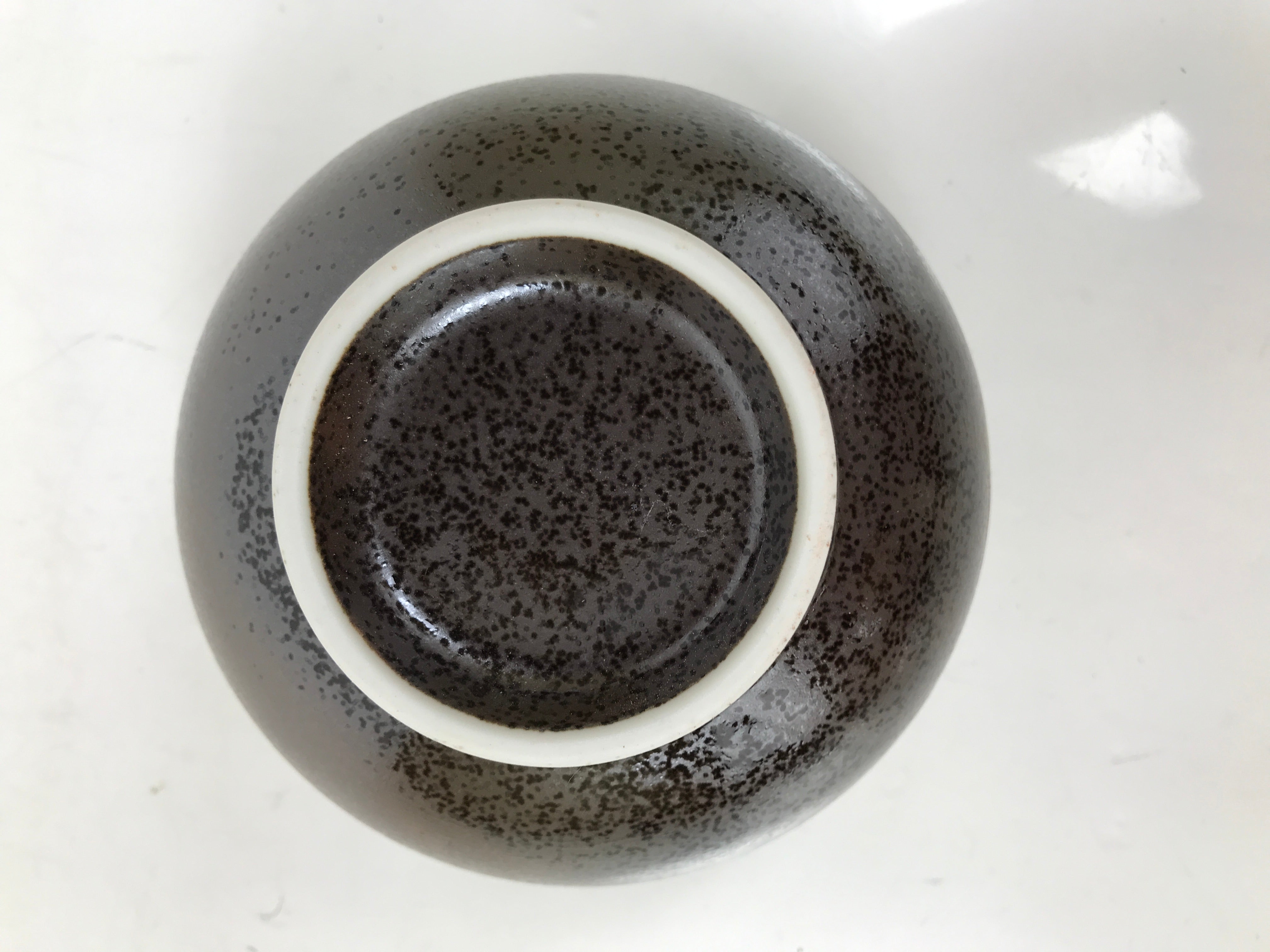 Japanese Ceramic Rice Bowl Donburi Dish Vtg Tenmoku Spot Pattern Leaf Brown Y428