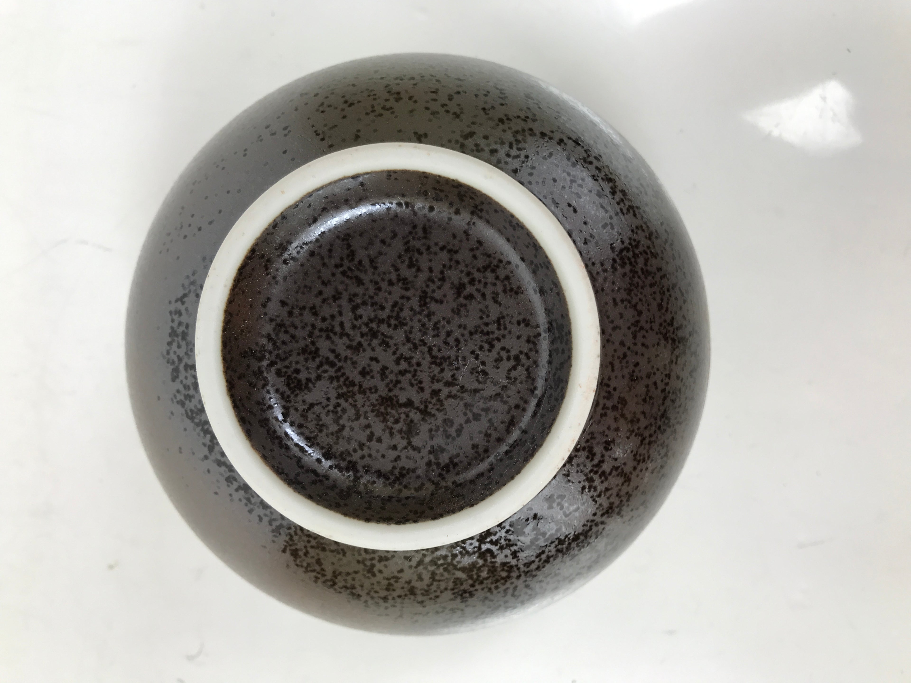 Japanese Ceramic Rice Bowl Donburi Dish Vtg Tenmoku Spot Pattern Leaf Brown Y428