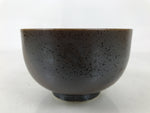 Japanese Ceramic Rice Bowl Donburi Dish Vtg Tenmoku Spot Pattern Leaf Brown Y429