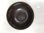 Japanese Ceramic Rice Bowl Donburi Dish Vtg Tenmoku Spot Pattern Leaf Brown Y429