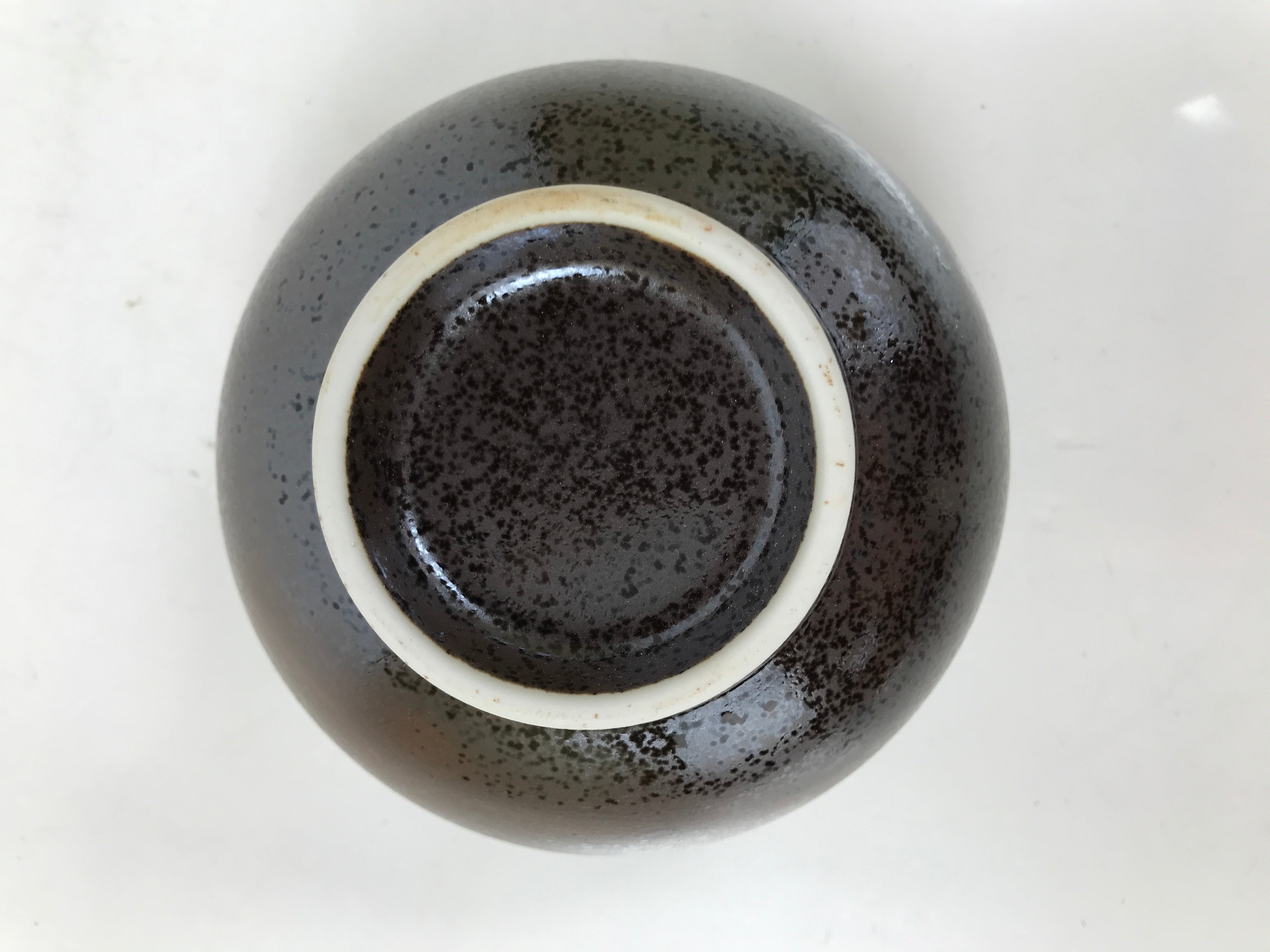 Japanese Ceramic Rice Bowl Donburi Dish Vtg Tenmoku Spot Pattern Leaf Brown Y429