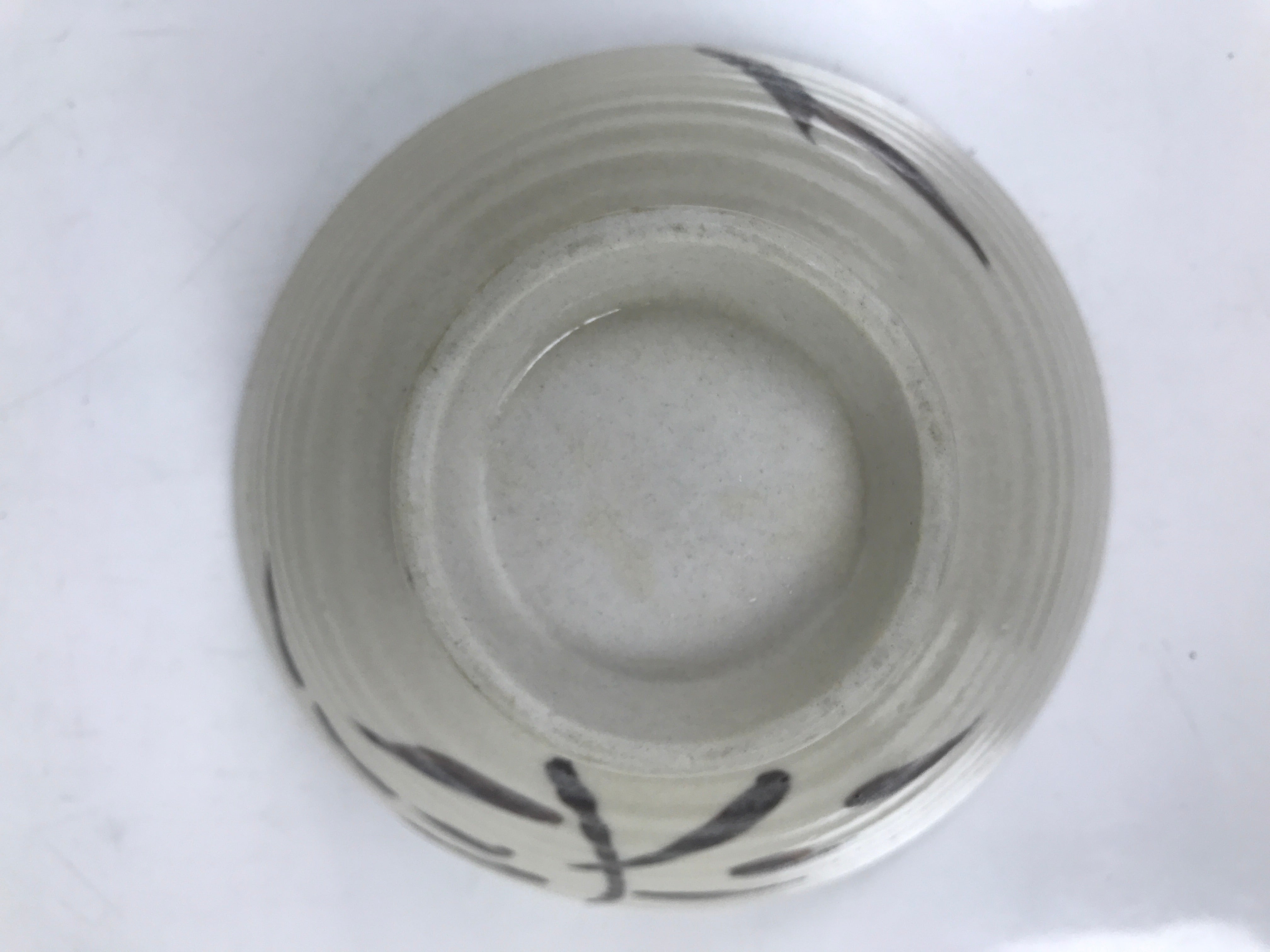 Japanese Ceramic Rice Bowl Owan Vtg Kobachi Beige Brown Leafy Plant Design Y396