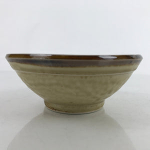 Japanese Ceramic Rice Bowl Owan Vtg Kobachi Textured Suribachi Style Brown Y100