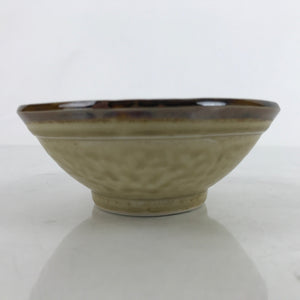 Japanese Ceramic Rice Bowl Owan Vtg Kobachi Textured Suribachi Style Brown Y100