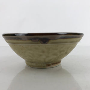 Japanese Ceramic Rice Bowl Owan Vtg Kobachi Textured Suribachi Style Brown Y100