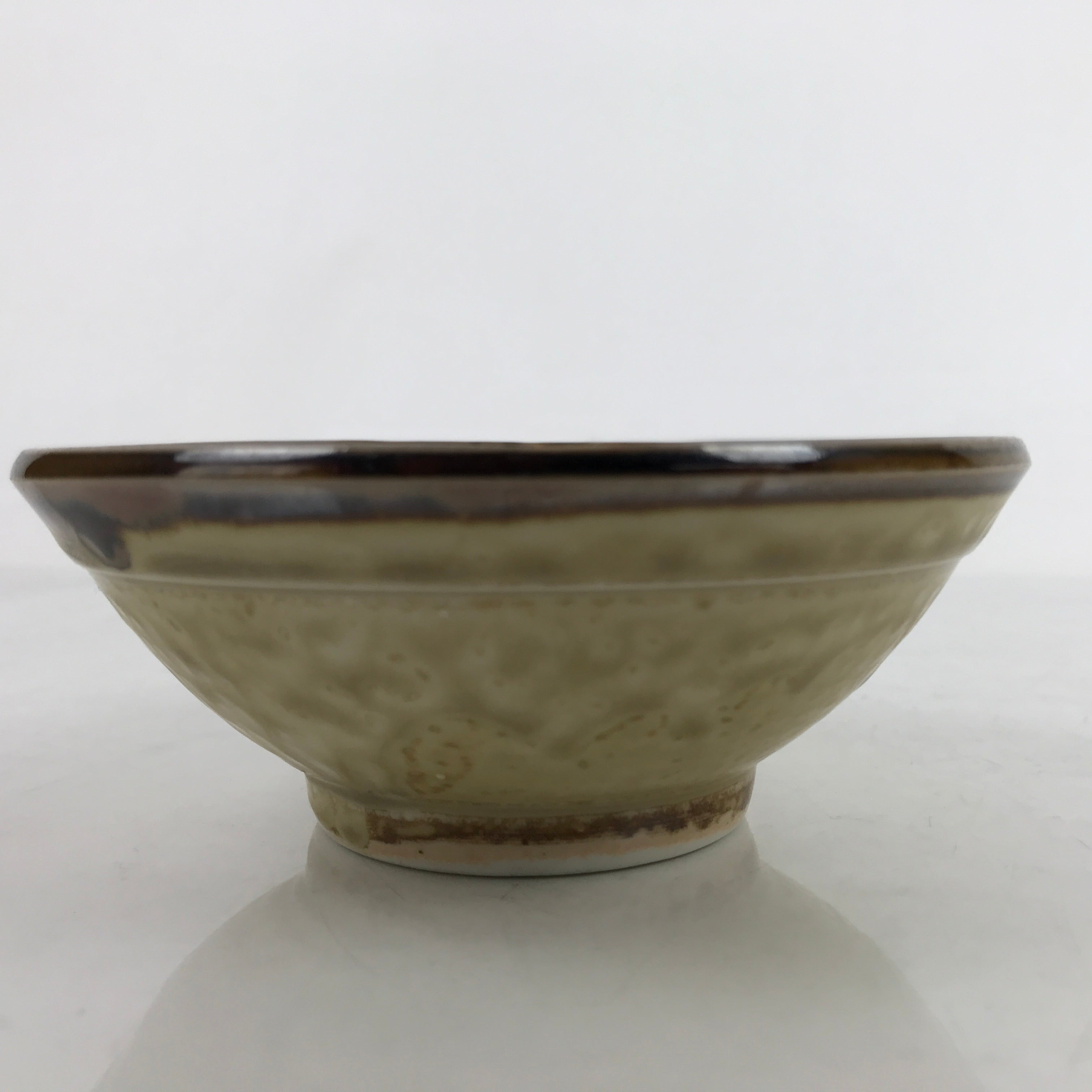 Japanese Ceramic Rice Bowl Owan Vtg Kobachi Textured Suribachi Style Brown Y100