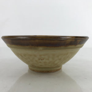 Japanese Ceramic Rice Bowl Owan Vtg Kobachi Textured Suribachi Style Brown Y101