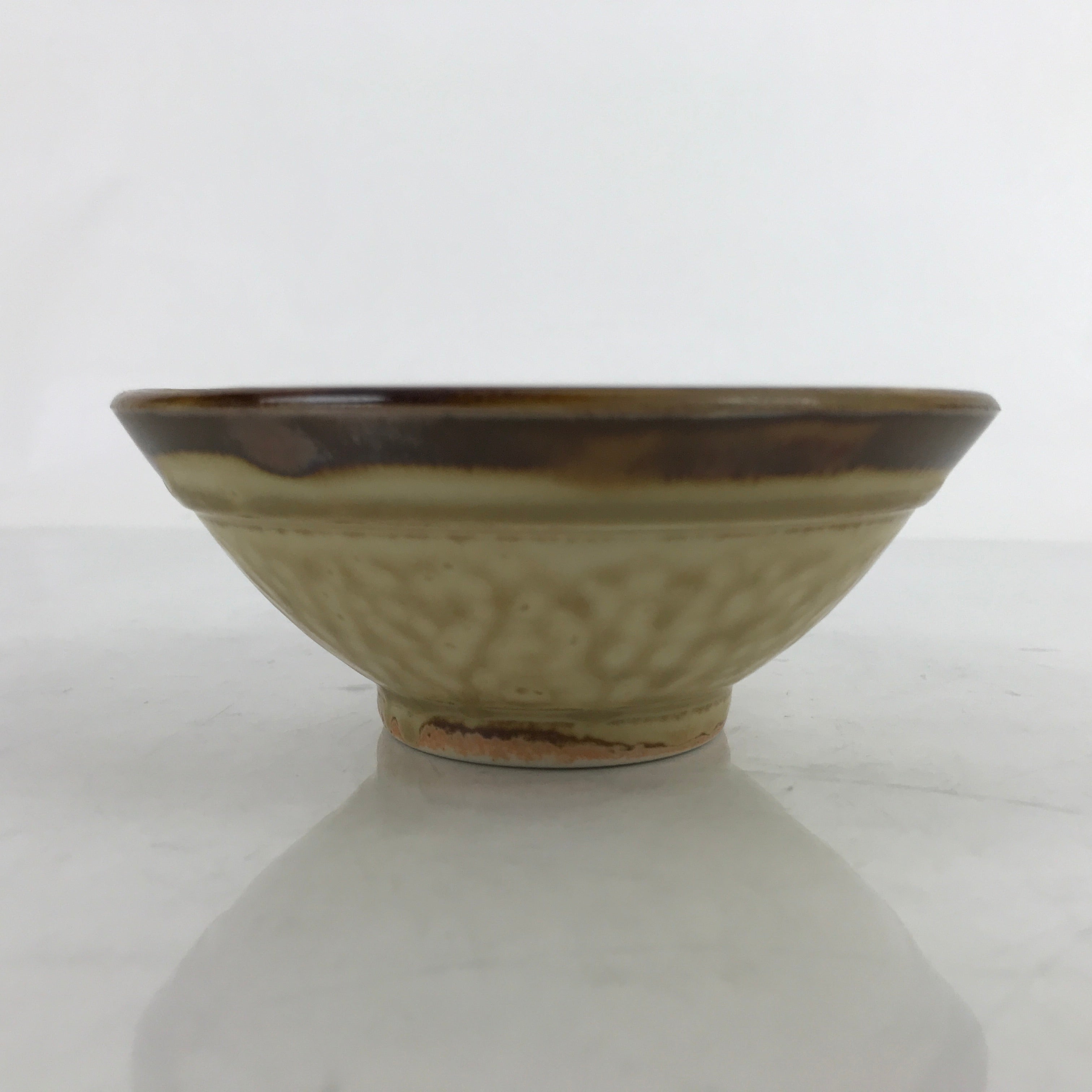 Japanese Ceramic Rice Bowl Owan Vtg Kobachi Textured Suribachi Style Brown Y102