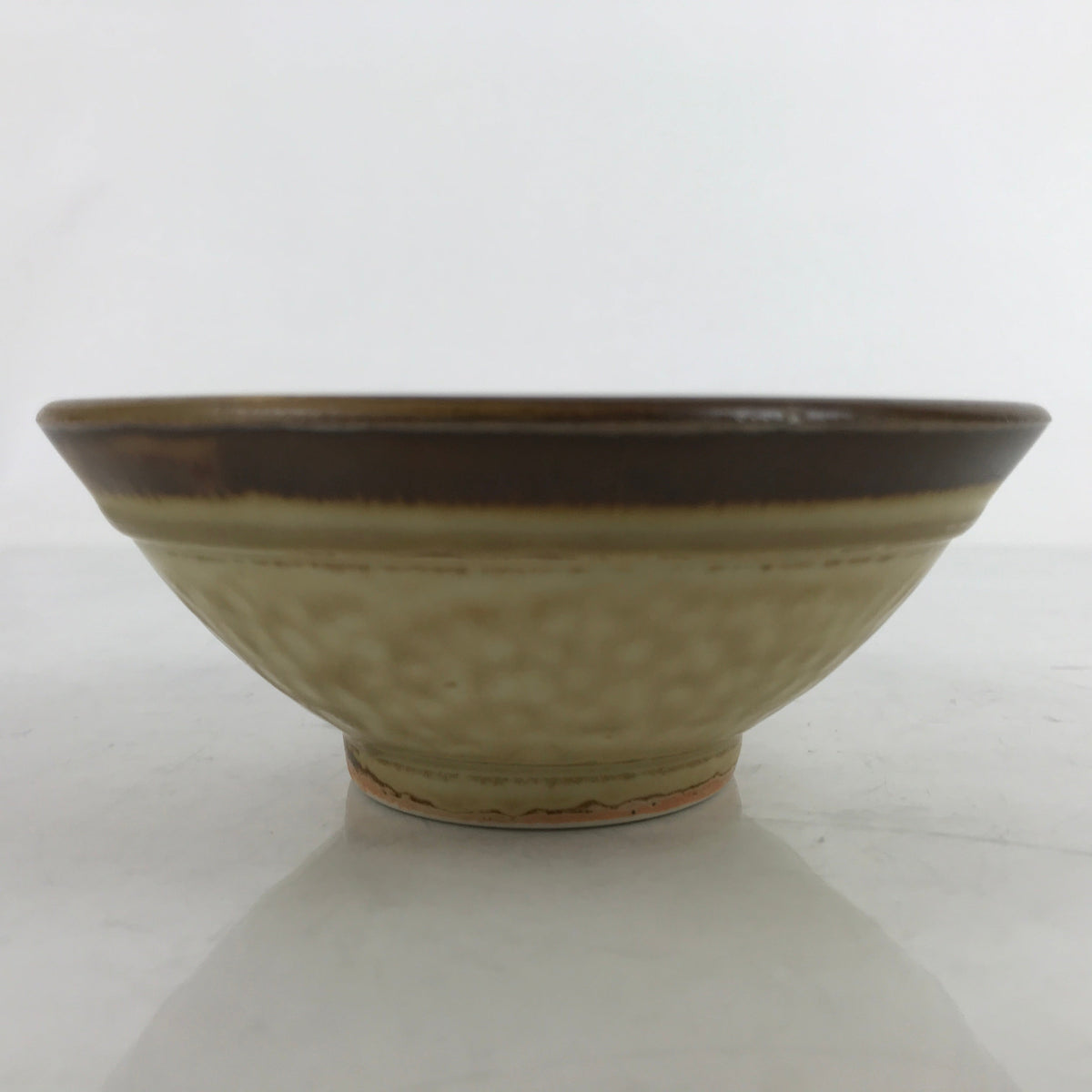 Japanese Ceramic Rice Bowl Owan Vtg Kobachi Textured Suribachi Style Brown Y102