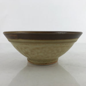 Japanese Ceramic Rice Bowl Owan Vtg Kobachi Textured Suribachi Style Brown Y102