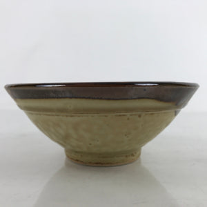 Japanese Ceramic Rice Bowl Owan Vtg Kobachi Textured Suribachi Style Brown Y102