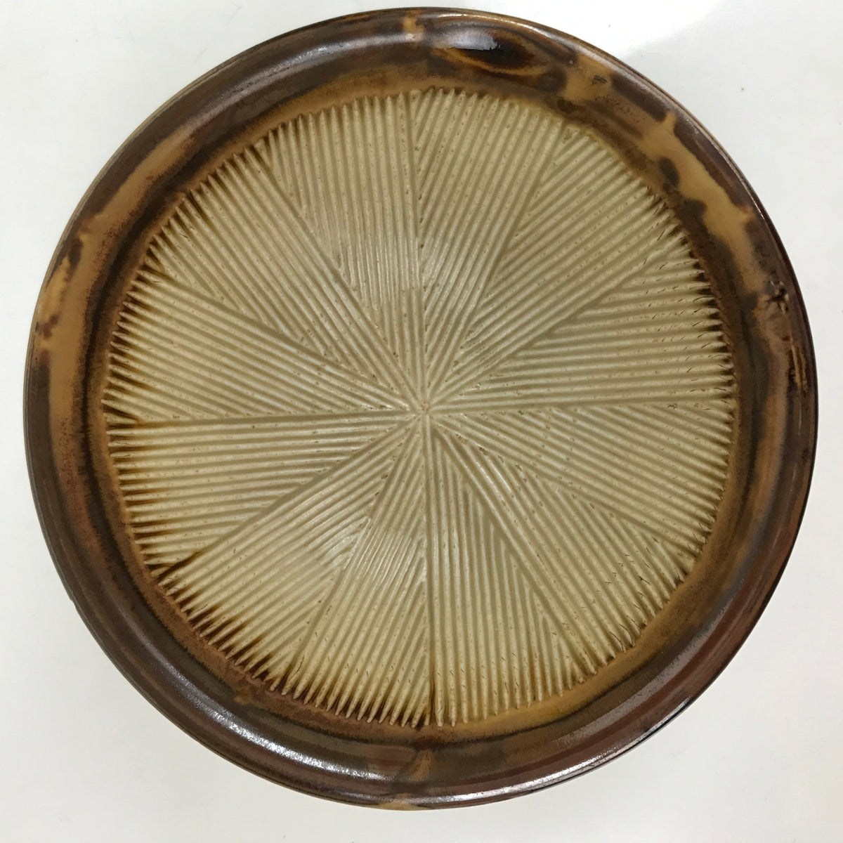 Japanese Ceramic Rice Bowl Owan Vtg Kobachi Textured Suribachi Style Brown Y102