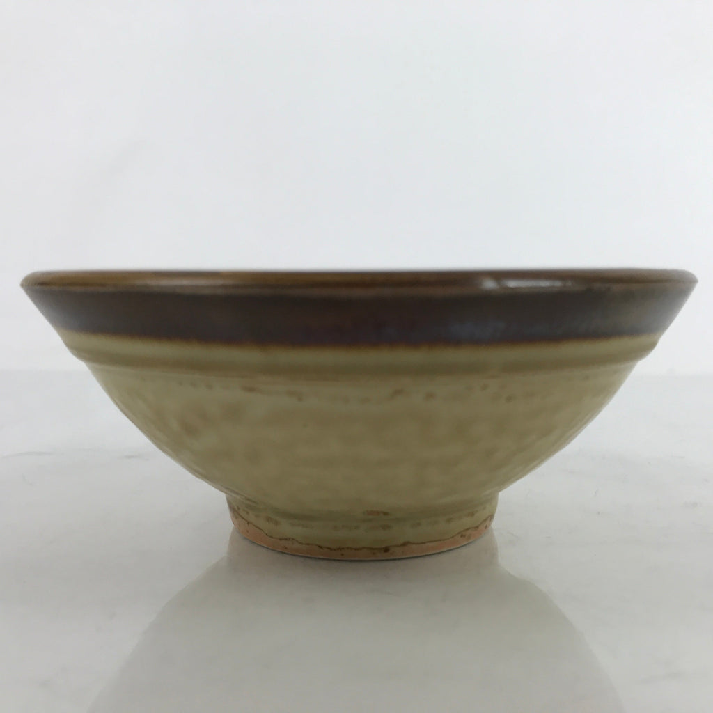 Japanese Ceramic Rice Bowl Owan Vtg Kobachi Textured Suribachi Style Brown Y103