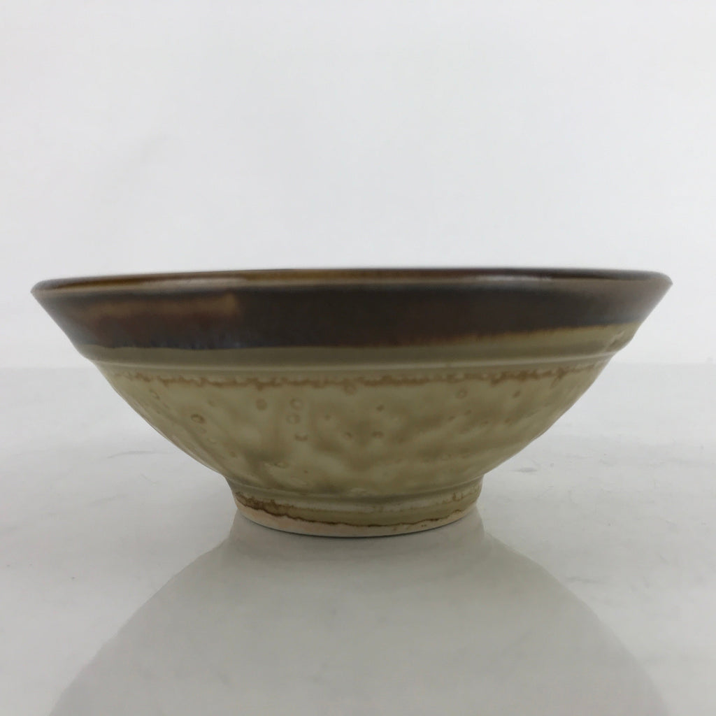 Japanese Ceramic Rice Bowl Owan Vtg Kobachi Textured Suribachi Style Brown Y104