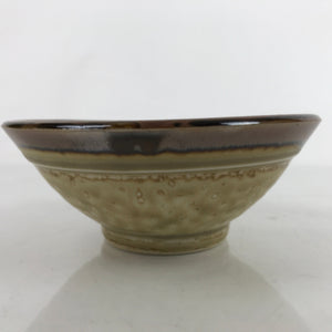 Japanese Ceramic Rice Bowl Owan Vtg Kobachi Textured Suribachi Style Brown Y104