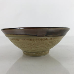 Japanese Ceramic Rice Bowl Owan Vtg Kobachi Textured Suribachi Style Brown Y104