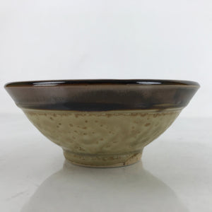 Japanese Ceramic Rice Bowl Owan Vtg Kobachi Textured Suribachi Style Brown Y105