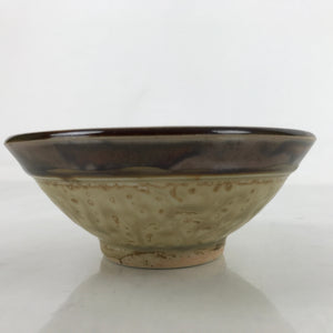 Japanese Ceramic Rice Bowl Owan Vtg Kobachi Textured Suribachi Style Brown Y105