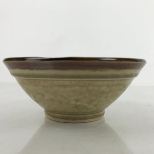 Japanese Ceramic Rice Bowl Owan Vtg Kobachi Textured Suribachi Style Brown Y106