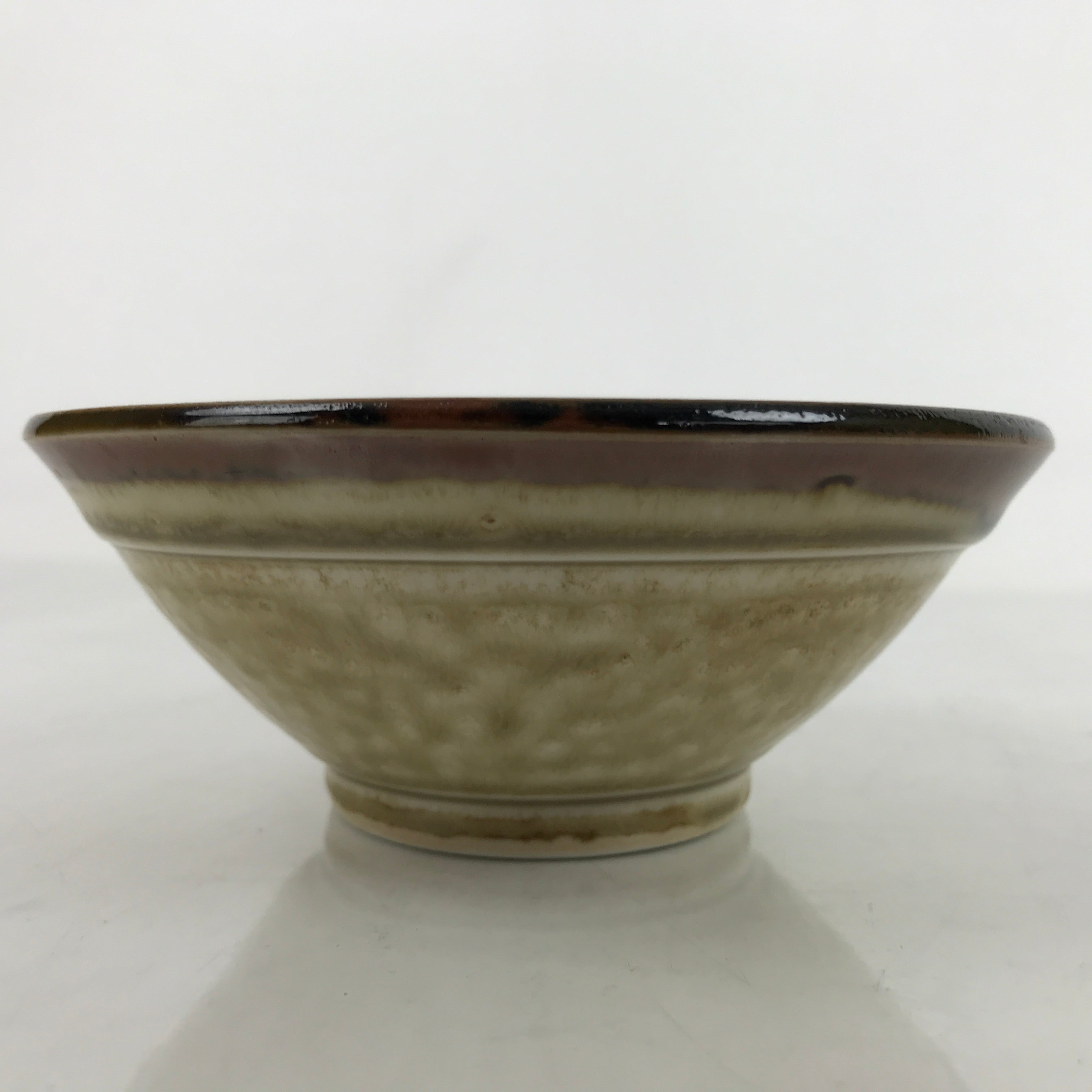 Japanese Ceramic Rice Bowl Owan Vtg Kobachi Textured Suribachi Style Brown Y106