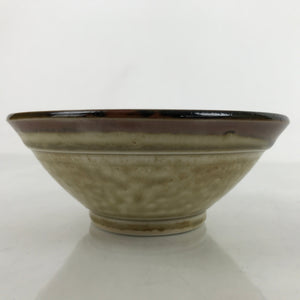 Japanese Ceramic Rice Bowl Owan Vtg Kobachi Textured Suribachi Style Brown Y106