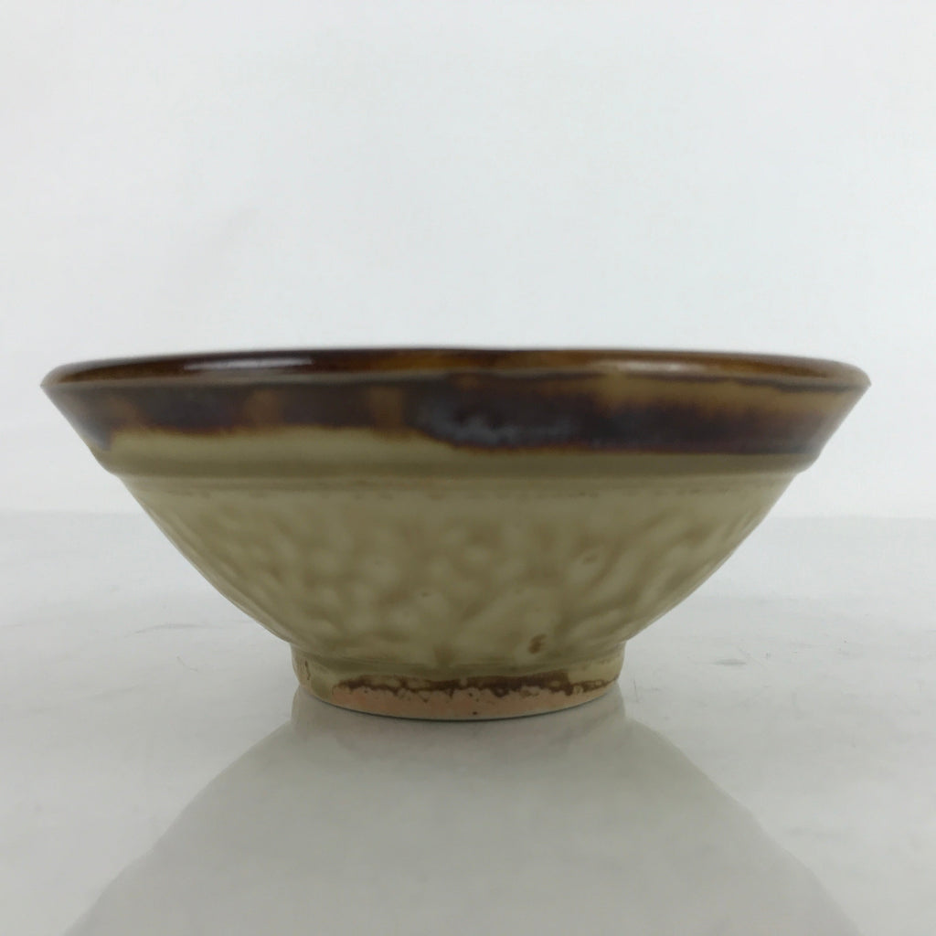 Japanese Ceramic Rice Bowl Owan Vtg Kobachi Textured Suribachi Style Brown Y107