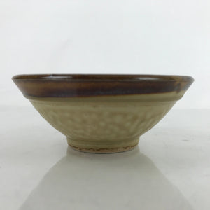 Japanese Ceramic Rice Bowl Owan Vtg Kobachi Textured Suribachi Style Brown Y107