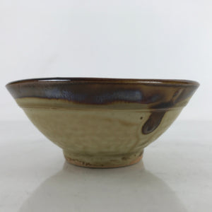 Japanese Ceramic Rice Bowl Owan Vtg Kobachi Textured Suribachi Style Brown Y108