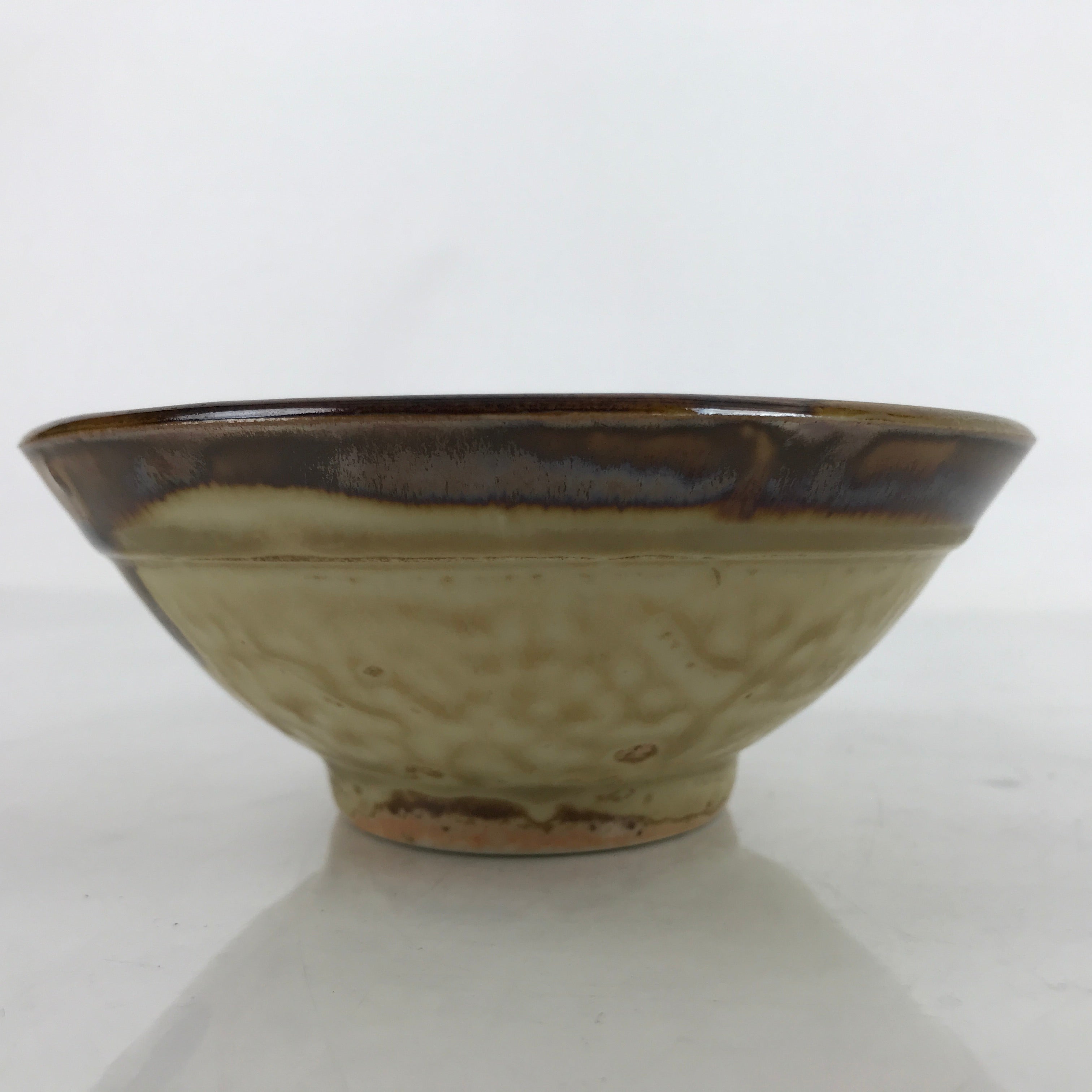 Japanese Ceramic Rice Bowl Owan Vtg Kobachi Textured Suribachi Style Brown Y108