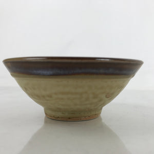 Japanese Ceramic Rice Bowl Owan Vtg Kobachi Textured Suribachi Style Brown Y108