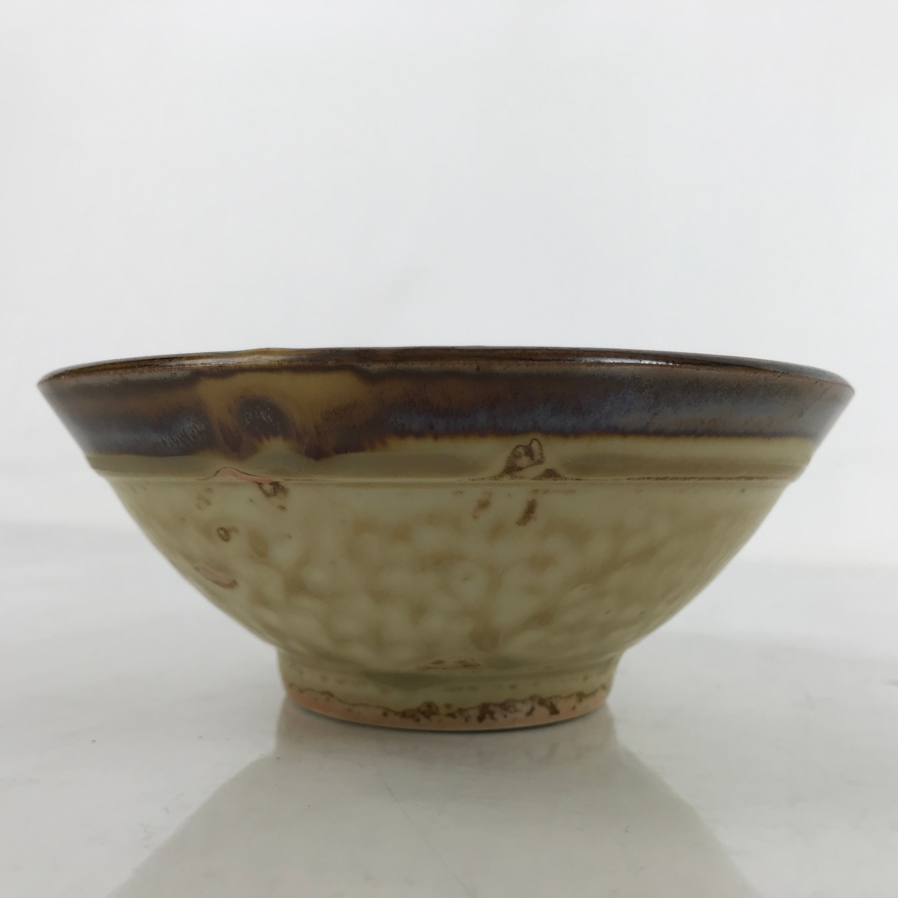 Japanese Ceramic Rice Bowl Owan Vtg Kobachi Textured Suribachi Style Brown Y108