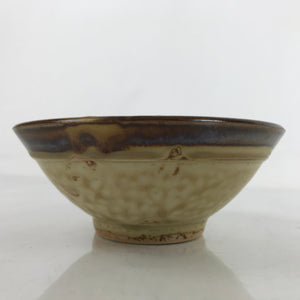 Japanese Ceramic Rice Bowl Owan Vtg Kobachi Textured Suribachi Style Brown Y108