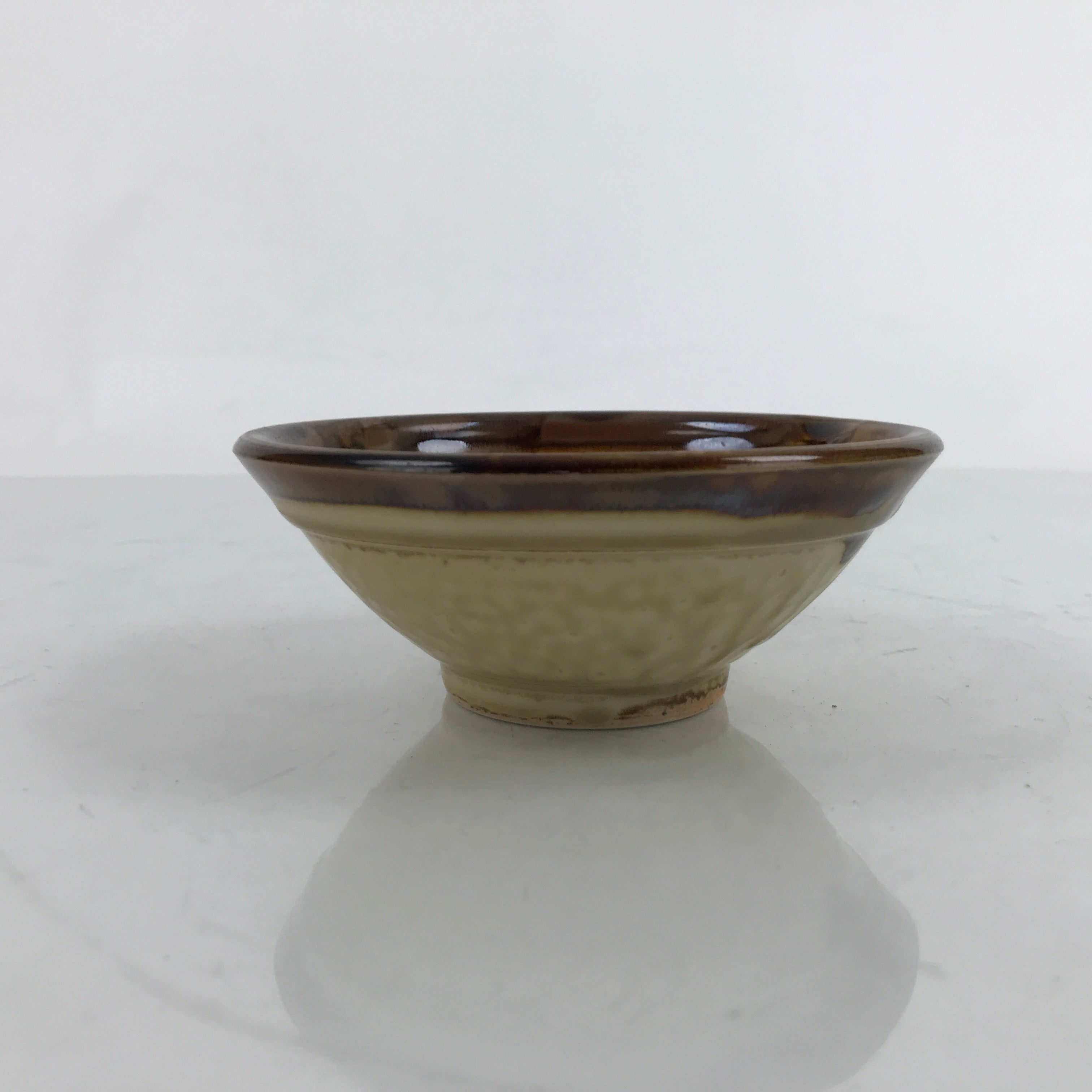 Japanese Ceramic Rice Bowl Owan Vtg Kobachi Textured Suribachi Style Brown Y96